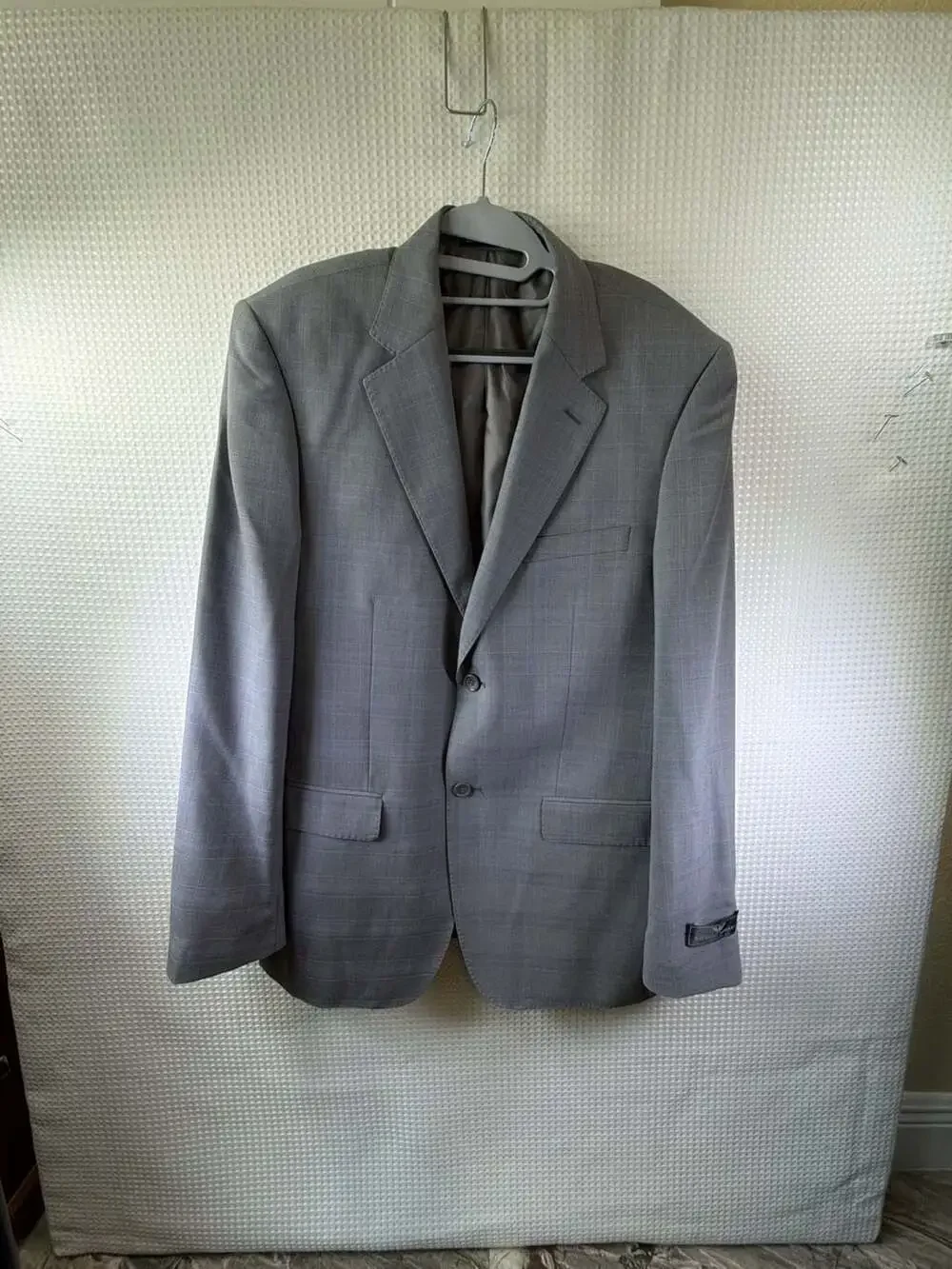 Giorgio Armani Le Collezioni Grey Plaid Two-Button Suit Jacket Blazer